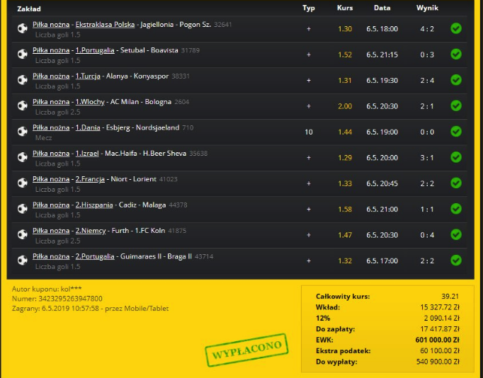 rekordowa wygrana u polskiego bukmachera