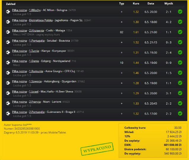 rekordowa wygrana u bukmachera