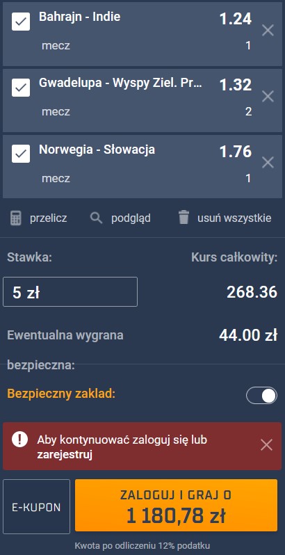 Bezpieczny zakład STS Kupon bezpieczny STS