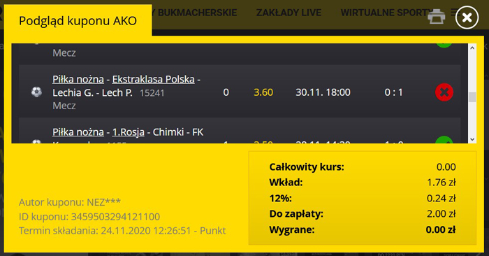 Przegrany kupon bukmacherski 4 miliony