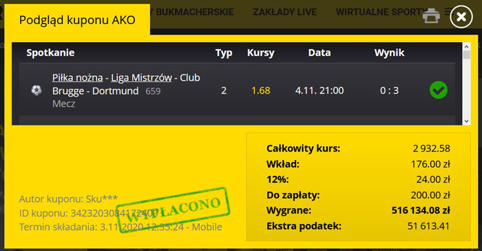 Kto najwięcej wygrał u bukmachera?