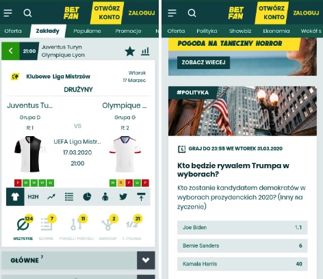 BETFAN aplikacja Android iOS