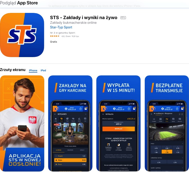 aplikacja bukmacherka w appstore