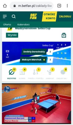 tenis stołowy w betfan stream