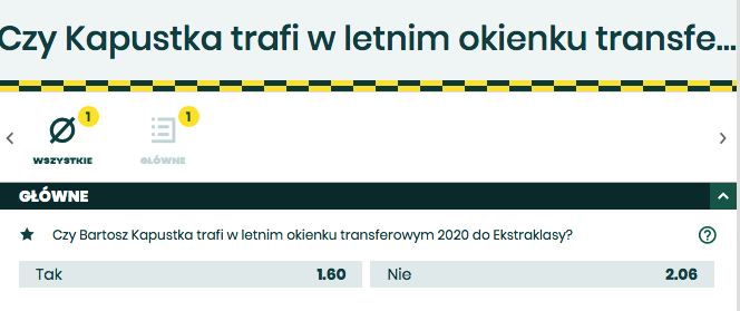 kursy bukmacherskie na transfer kapustki do legii