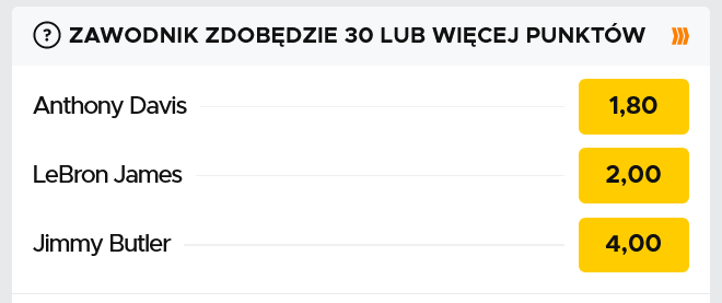 30 lub więcej punktów zakłady bukmacherskie finał NBA 2020