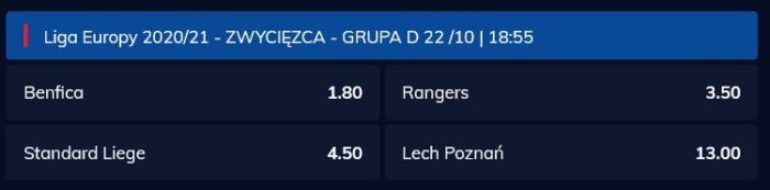Czy Lech Poznań wygra grupę LE oferty bukmacherów