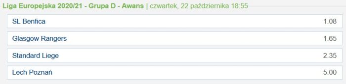 Czy Lech Poznań wyjdzie z grupy Liga Europy oferty bukmacherów