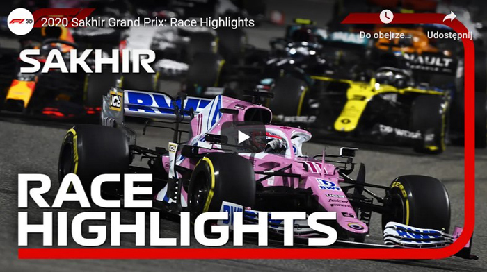 Grand Prix Sakhir 2020 F1 skrót Grand Prix Sakhir 2020 Formuła 1 skrót