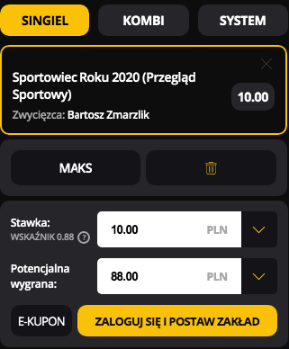gdzie obstawiać sportowca roku kursy