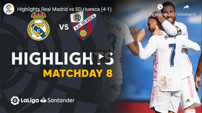 Real Madryt - Huesca 4-1 Primera Division 2020-2021