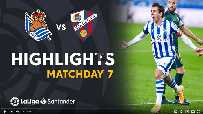Real Sociedad - Huesca 4-1 Primera Division 2020-2021 skrót Real Sociedad - Huesca 4-1 La Liga 2020-2021 skrót