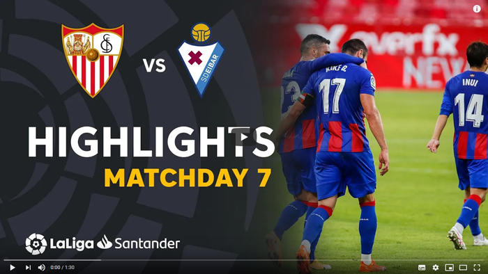 Sevilla Eibar 0-1 Primera Division 20-21 skrót Sevilla Eibar 0-1 La Liga 2020-2021 skrót