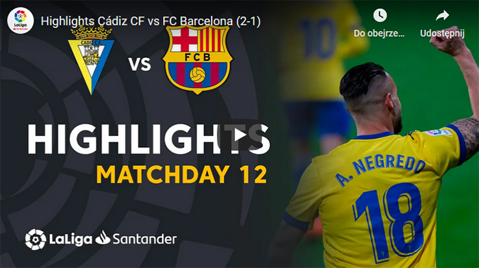 Cadiz FC Barcelona 1-2 La Liga 2020-2021