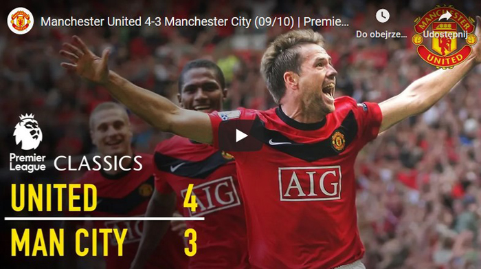 Michael Owen zwycięski gol Manchester United City 4-3 2010