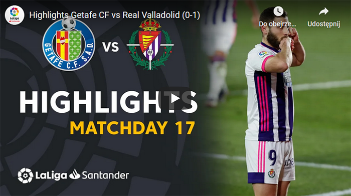 Getafe CF 0:1 Real Valladolid 2020-2021 Primera Division skrót