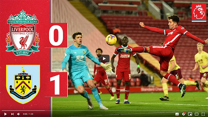 Liverpool Burnley 0-1 skrót meczu Premier League 2020-2021
