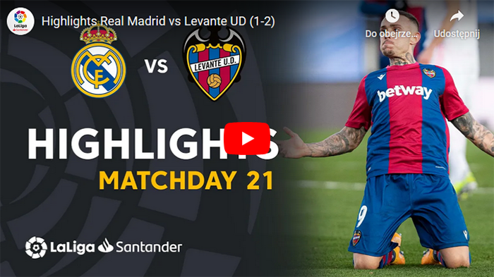 Real Madryt Levante 1-2 2020-2021 La Liga skrót meczu