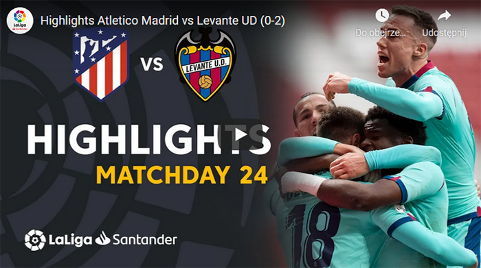Atletico Madryt Levante 0-2 2020-2021 skrót Atletico Madryt Levante 0-2 2020-2021 skrót meczu