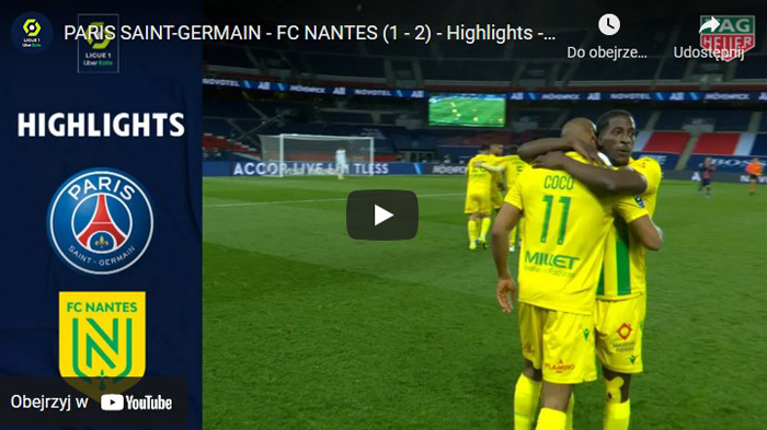 Paris Saint-Germain Nantes porażka gole
