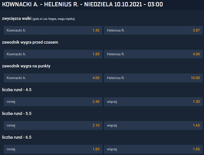Kownacki Helenius STS na dziś Obstawianie boksu STS