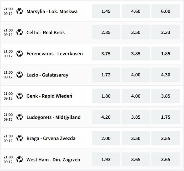 Liga Europejska obstawianie meczów online