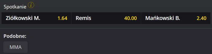 KSW 66 Ziółkowski Mańkowski walka o pas zakłady bukmacherskie