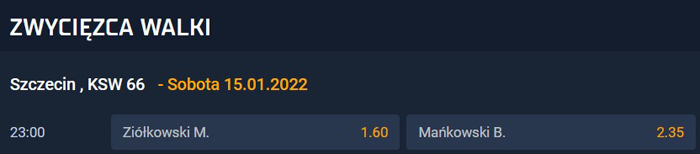 Gdzie postawić kupon na MMA KSW 66 Ziółkowski Mańkowski