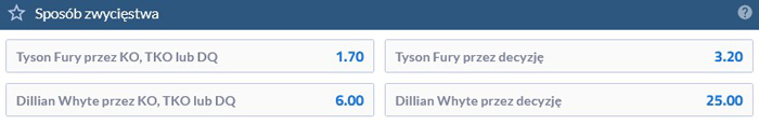 Kursy na walkę Tyson Fury - Dillian Whyte forBET