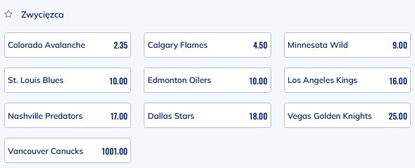 Zwycięzca na Zachodzie w NHL typ bukmachera ETOTO