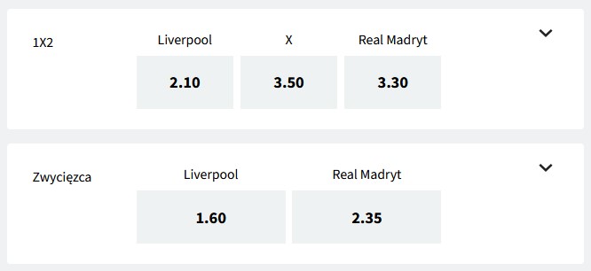 Finał Ligi Mistrzów 2022 kursy bukmacher Fuksiarz Liverpool Real Madryt zakłady bukmacherskie Fuksiarz