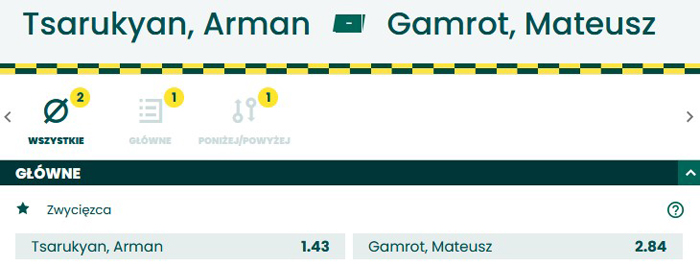 Tsarukyan Gamrot typy na walkę BETFAN