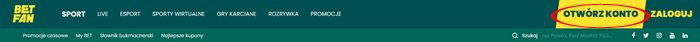 BETFAN zakładanie nowego konta