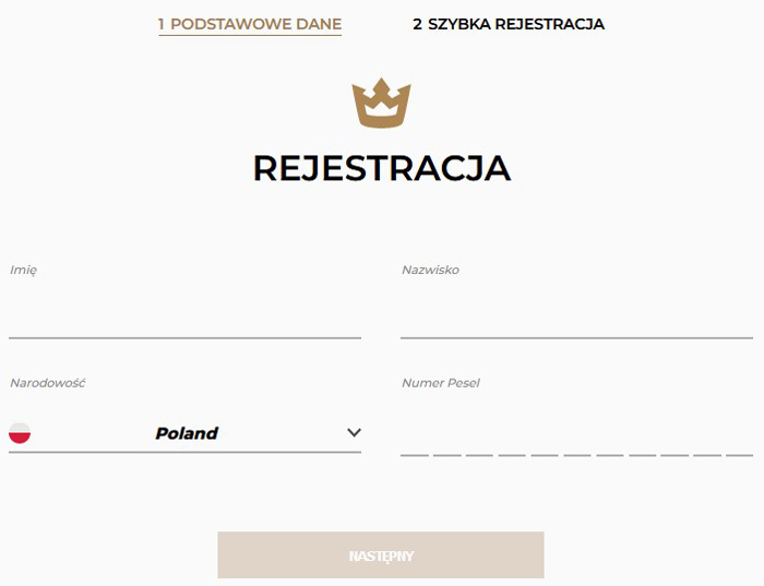 Noblebet formularz rejestracji nowego klienta Noblebet zakładanie nowego konta