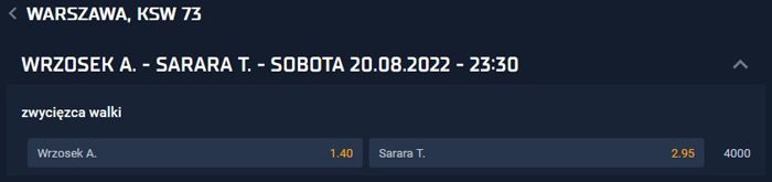 Wrzosek Sarara typy KSW bukmacher STS