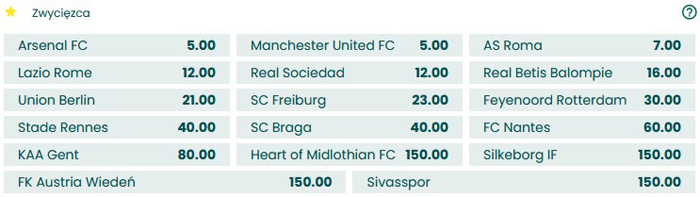 Liga Europy zwycięzca obstawianie BETFAN
