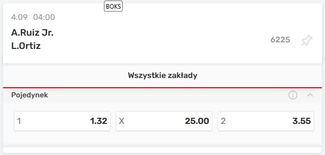 Zwycięzca walki Ruiz Ortiz obstawianie Superbet