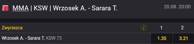 KSW 73 Wrzosek Sarara typowanie u bukmachera Fortuna