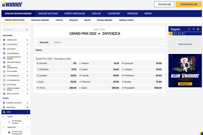 Oferta bukmacherska eWinner Jak obstawiać mecze w eWinner