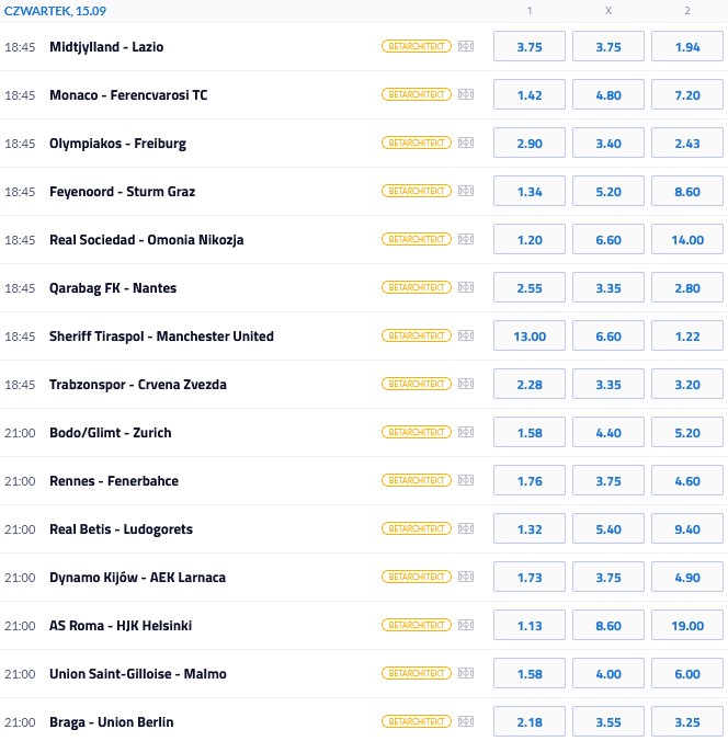 LE 2022/2023 typowanie meczów u bukmachera forBET