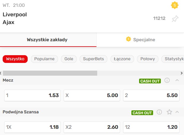 Liverpool Ajax obstawianie u bukmachera Superbet Liverpool Ajax LM 2022 typy Superbet
