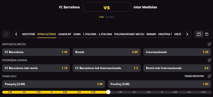 Barcelona Inter LM 2022 kursy LV BET