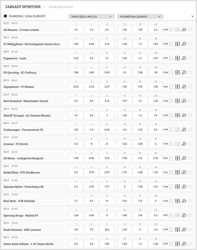 Noblebet typy na Ligę Europejską