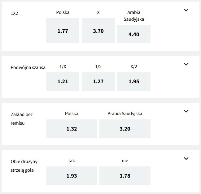 Polska - Arabia Saudyjska MŚ 2022 typy Fuksiarz Polska - Arabia Saudyjska kursy bukmachera Fuksiarz