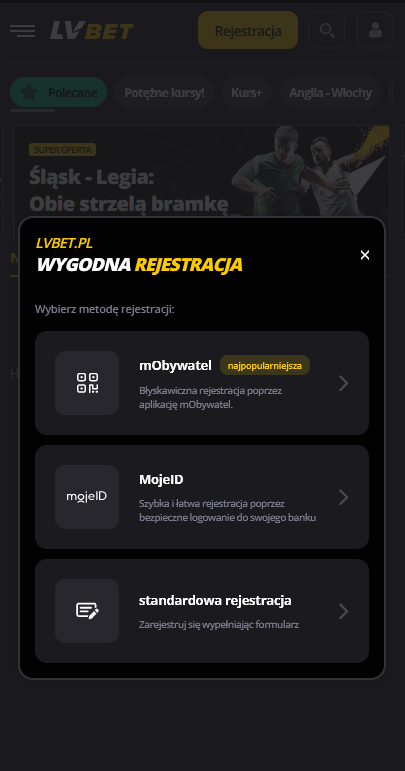 LV BET rejestracja mObywatel