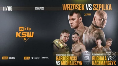 KSW 94: Bartosiński vs. Michaliszyn. Zapowiedź gali, karta walk, typy bukmacherów i transmisja na żywo (11.05.2024)