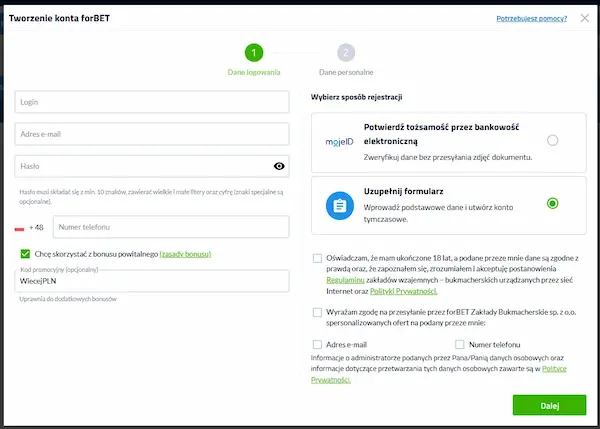 forBET rejestracja