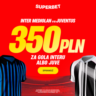 Grafika promocji: 350 PLN od Superbet za gola w meczu Serie A