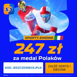 Grafika promocji: 247 PLN za dowolny medal dla Polski na Zimowych Igrzyskach Olimpijskich