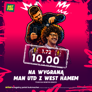 Grafika promocji: 176 PLN na konto główne w Betfan za wygraną Manchesteru UTD